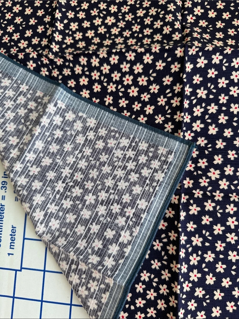 Vintage Japanese Furoshiki Miyai 100% Cotton Sakura Floral Wrapping Cloth 19”